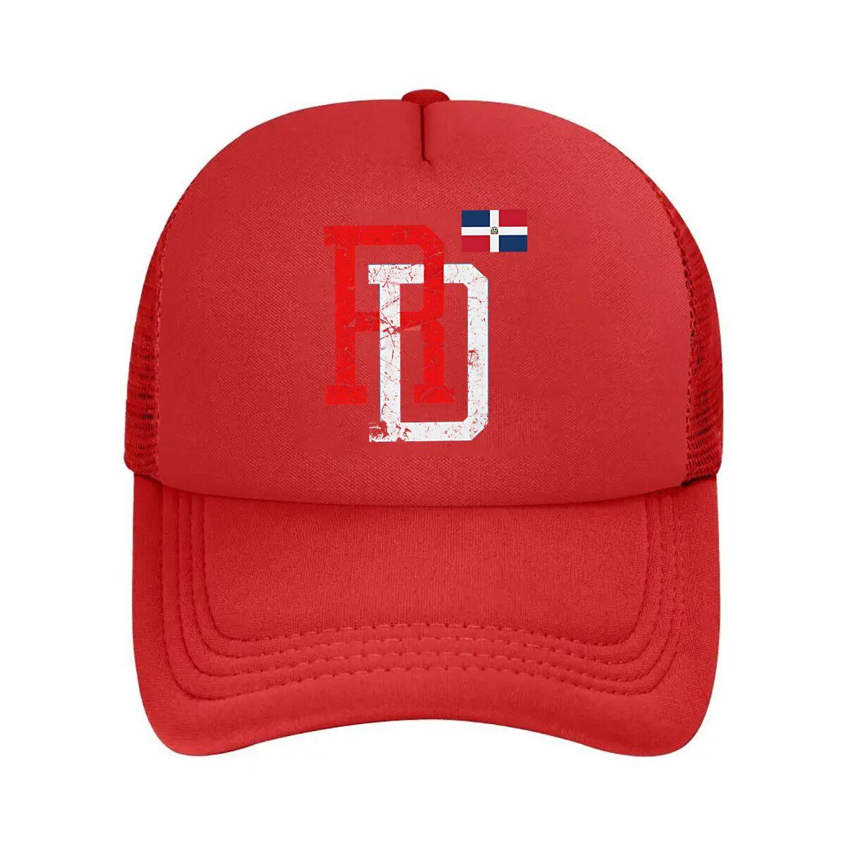 National themed Art RD with Dominican Republic Flag for National cultural Design Mesh Baseball Cap One Size