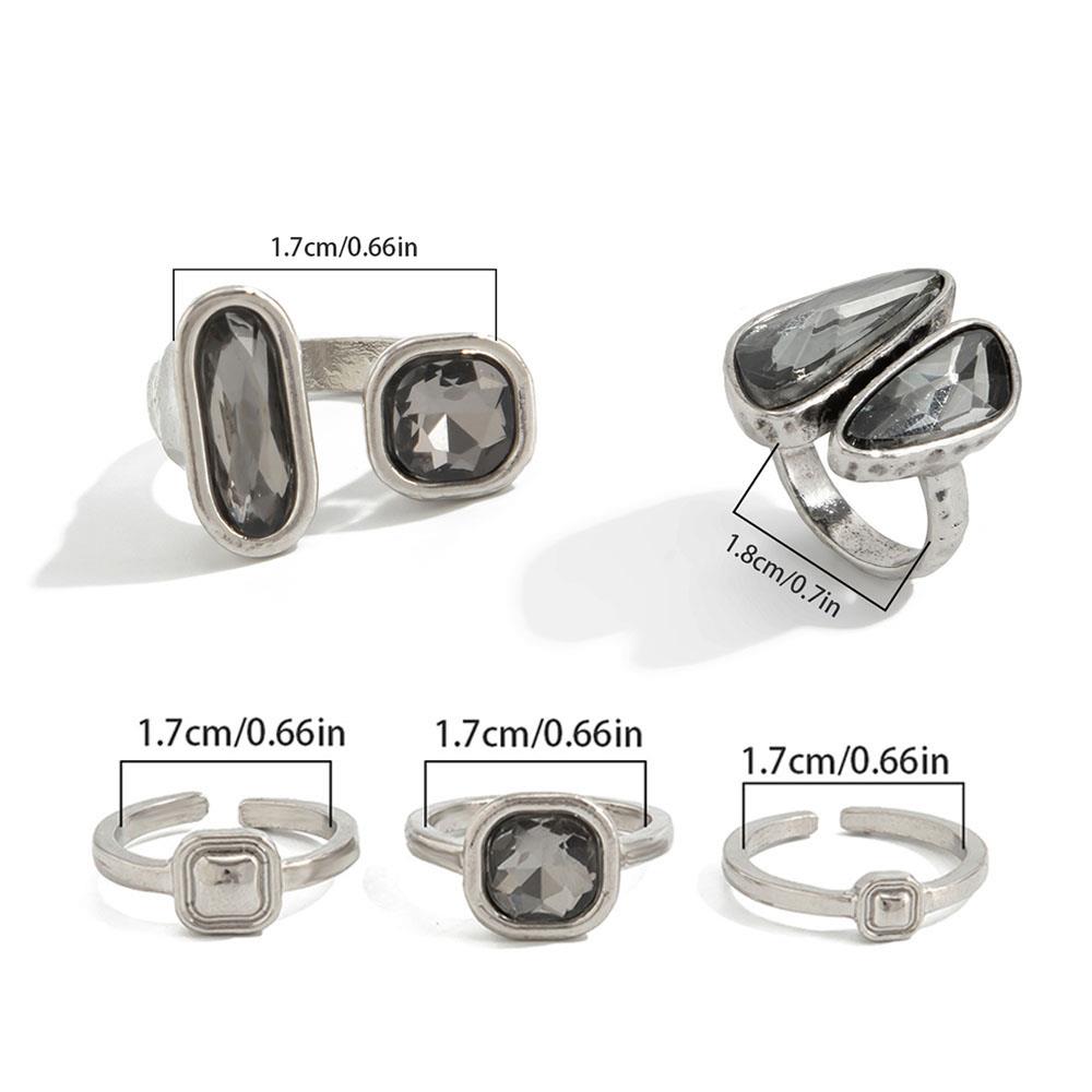 Minimalist Acrylic Rhinestone Open Ring For Women Fashion Korean Irregular Geometry Adjustable Knuckle Ring Jewelry Lady Gifts