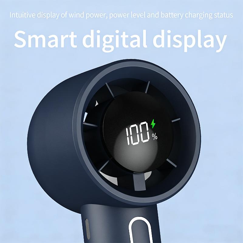 100 Speed Levels Mini Handheld Fan USB Rechargeable Cool Breeze LED Display for Makeup and Study