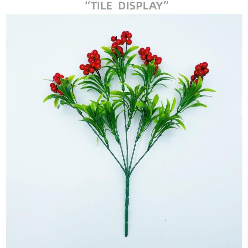 Artificial Berries,Simulation Flowers Lifelike Redberry with Stems Fake Fruit Redberries for Christmas Wedding DIY Bridal Bouquet Home Kitchen Party
