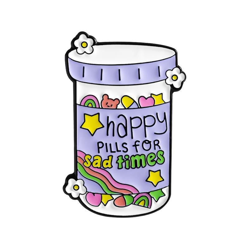 

Mental Health Care Enamel Pins Take Your Happy Pills For Sad Times Brooch Motivational Badges Dogs Jewelry Gift for Friends