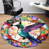 1pc Hummingbird StainedGlass Office Round Area Rug, Under Office Chairs Bedroom Living Room Home Decor, Room Deco