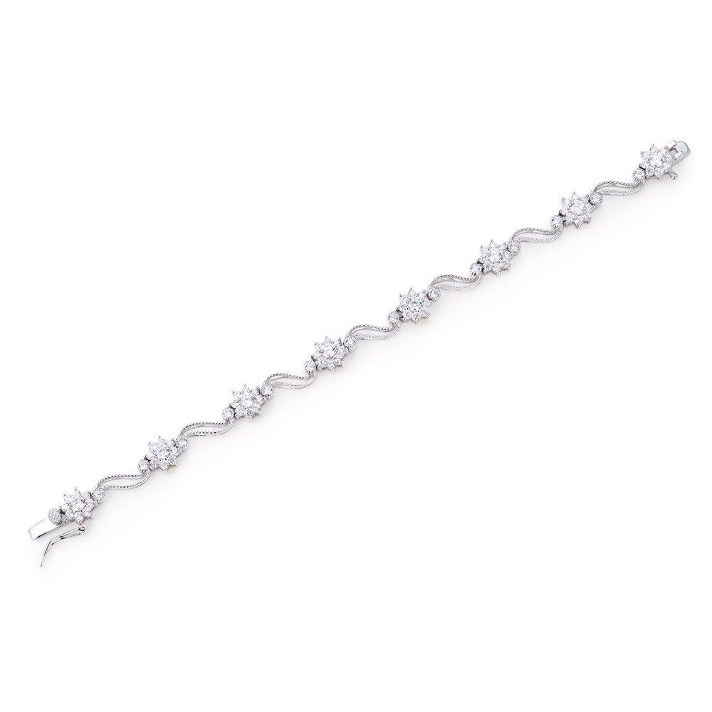 Gift from New York Bracelet for Platinum 925 Gift for Women Women, Finish, Flower, Silver, Hypoallergenic,