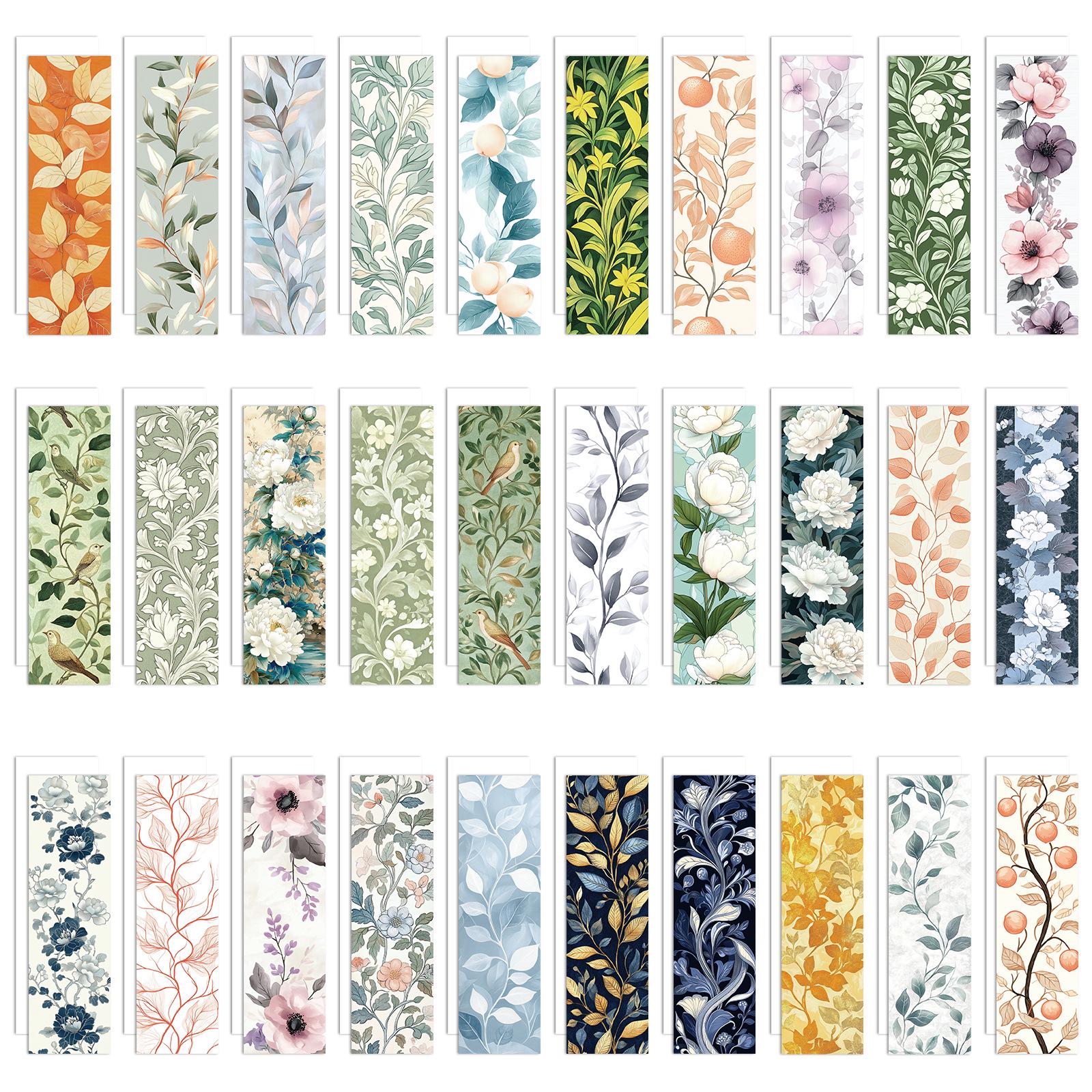 30 Sheets of Mo Shang Hua Kai Exquisite Floral Bookmarks: High-Quality, Classical Style, Flower Branch Book Reading Markers