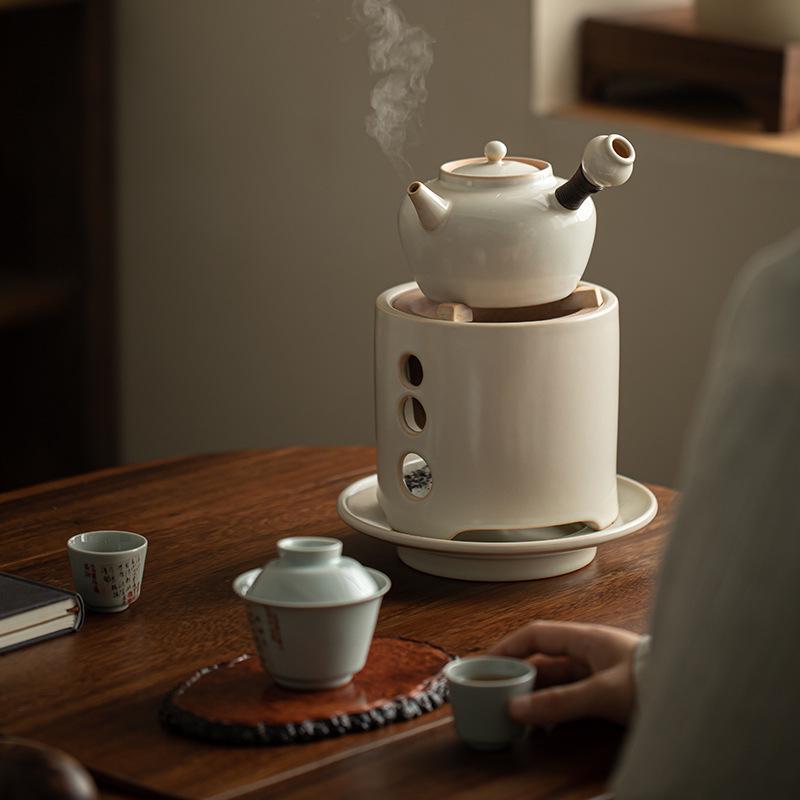 Clay Tea-Boiling Set: Charcoal Stove & Side-Handled Pot for Outdoor & Household Use.