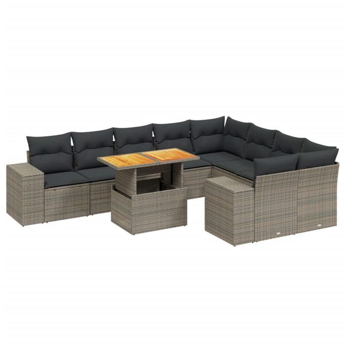 VidaXL Garden Lounge Set with Cushions 10 Pcs, Patio Sofas, Patio Furniture Set, Outdoor Furniture, Grey 3272796