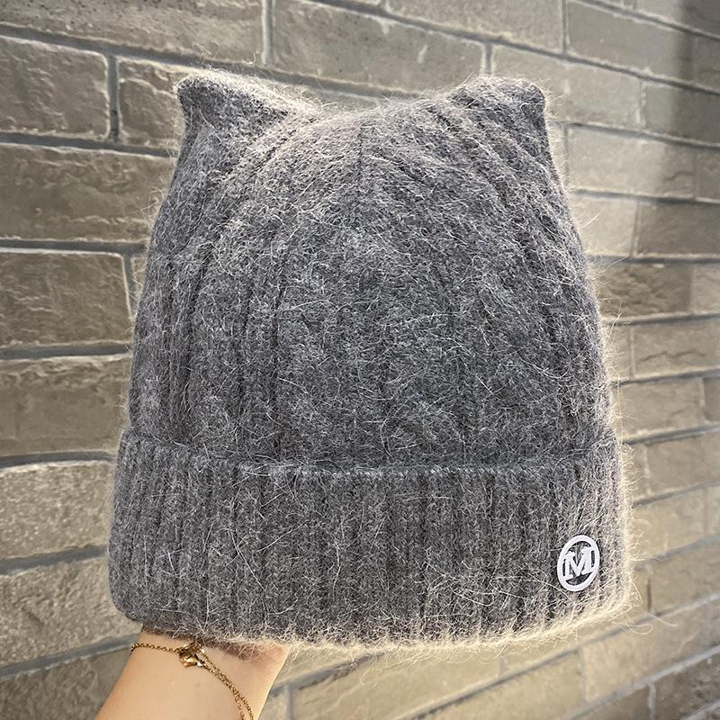 Herbst und Winter Neue Niedliche Katzenohren Gestrickte Wollmütze Warmer Ohrenschutz Pullovermütze