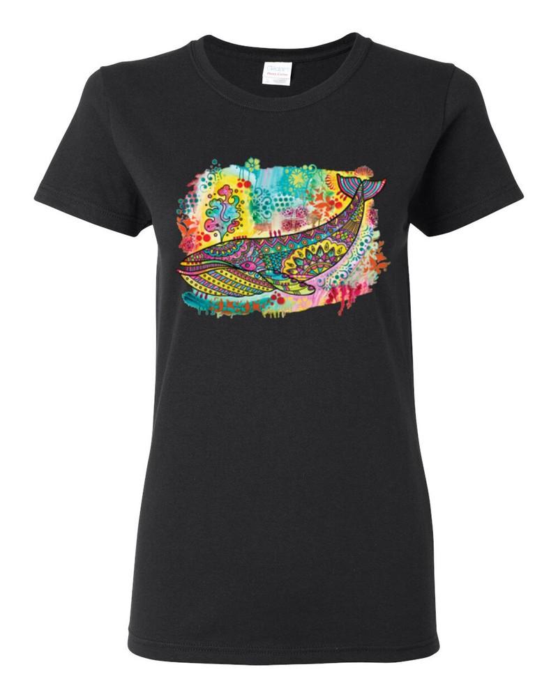 Rainbow Painted Blue Whale Dean Russo Design Women Graphic TShirt Unisex T-Shirt M