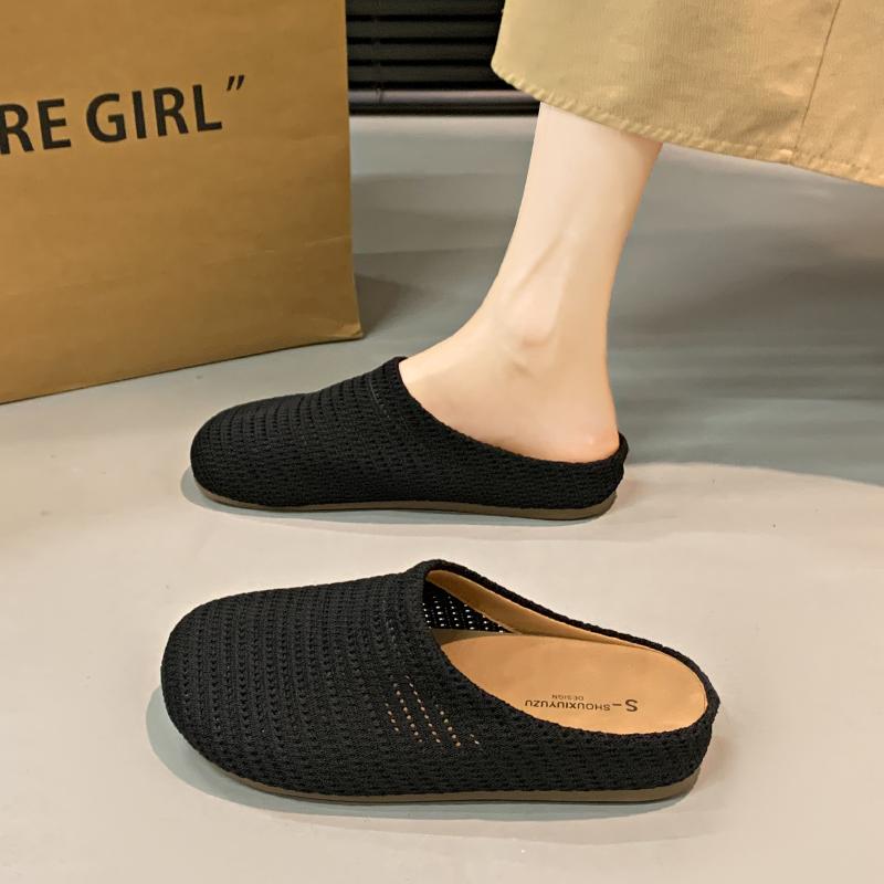 

CRLAYDK Летние женские удобные мюли-шлепанцы для дома, женские ажурные туфли-лоферы без задника для повседневной ходьбы, трикотажная обувь 40