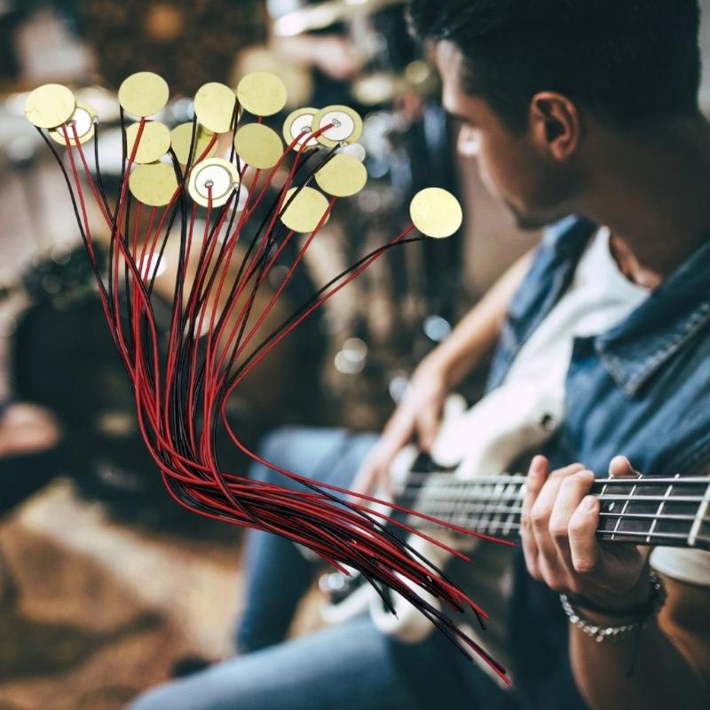 15Pcs Guitar Piezo Pickup Transducers Direct Supply 27MM Copper Sheet Buzzer Contact Microphone Transducer Disc