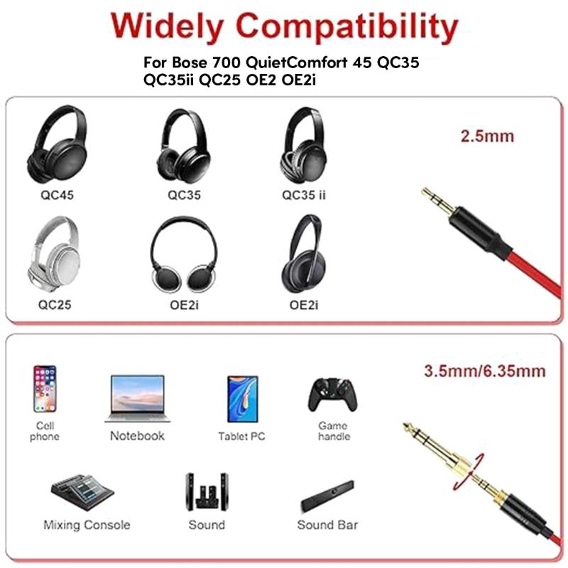 Replacement Headphone Spring Cable For Bose 700 QuietComfort 45 QC35 QC35ii QC25 OE2 OE2i Soundlink Headset Cable