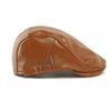 Autumn Winter Hat Men's PU Leather Beret British Retro Forward Hat Warm Peaked Cap