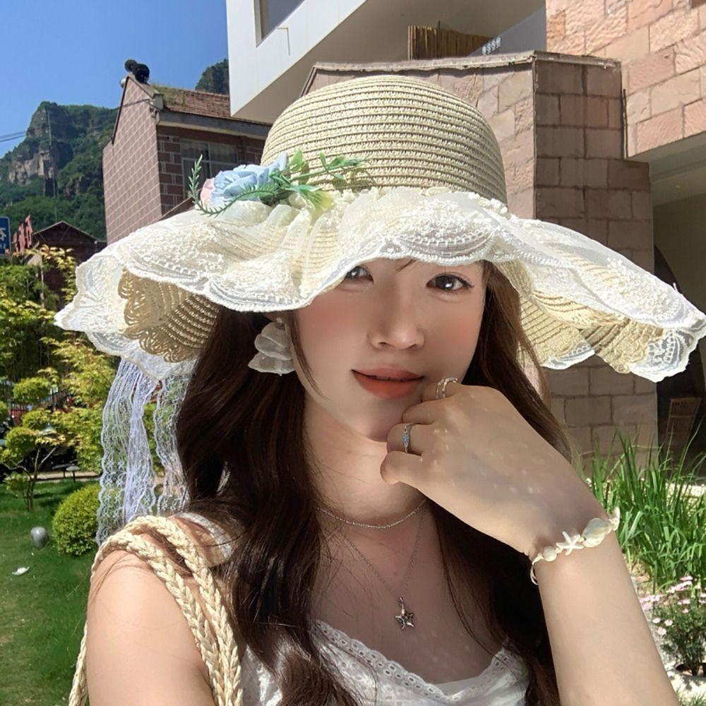 Large Brim Sun Hat Big Bowknot Wide Brim Hat Versatile Sun Protection Hat Sun Shading