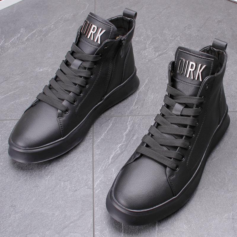 Trendy Men's 2024 White Hidden Heel High-Top Sneakers - Summer Casual Thick-Soled Martin Boots