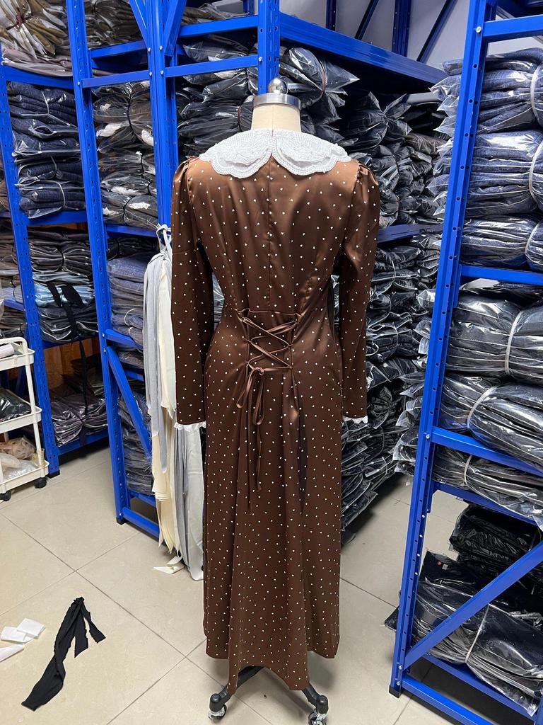 2026 European-American Lapel Print Long Sleeve Slimming Bodycon Dress