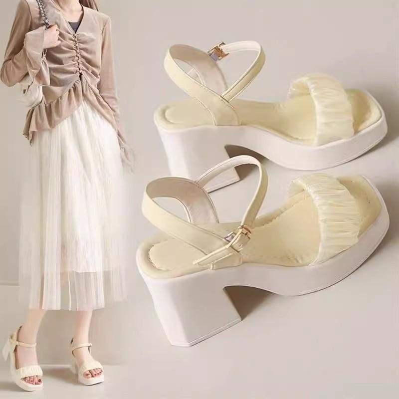 High-heeled sandals for women's summer new versatile thick-heeled Mary Jane fashion shoes for women with skirts