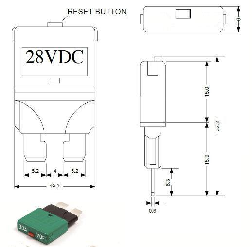1PC 28V 30A Mini Fuse Circuit Breaker Replacement For Race Car Accessories
