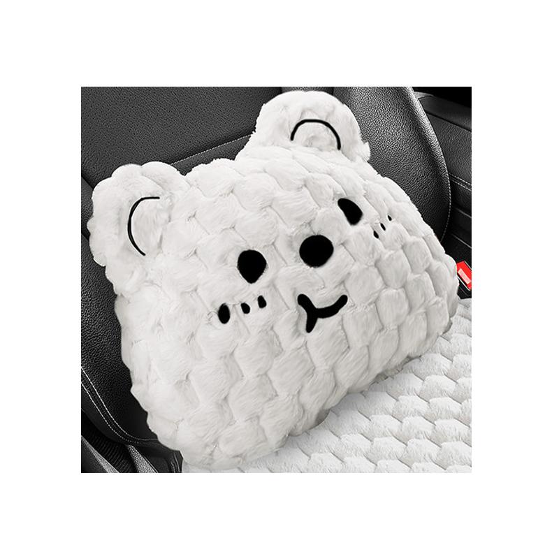 New Cartoon Bear Car Seat Cushion Winter Plush Warm Thickened Anti-slip Seat Cover Cute Ladies Universal Car Accessories