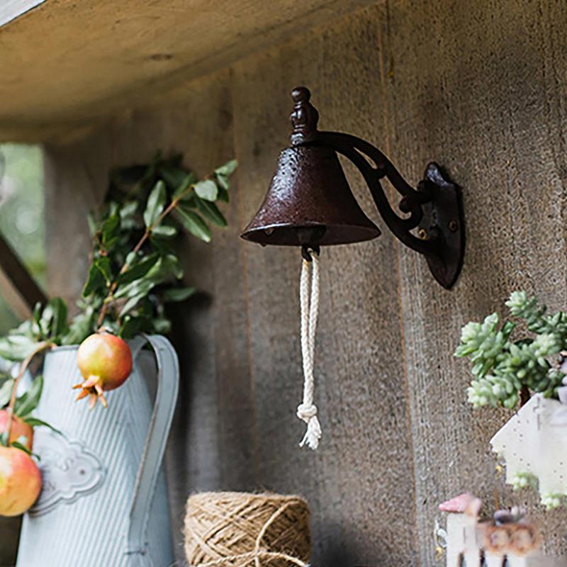 Timbre Retro Rústico para Exteriores Campana de Hierro Fundido Resistente para la Cena Colgante de Pared Timbre de Bienvenida Vintage para el Hogar Decoración de Jardín