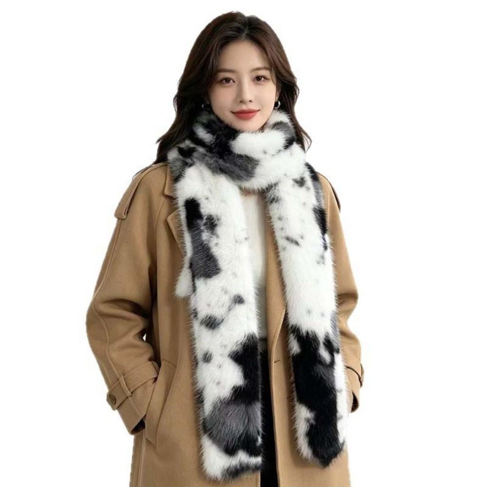 Skin Friendly Thick Warm Neck Warmer Windproof Long Fluffy Muffler Holiday Gifting