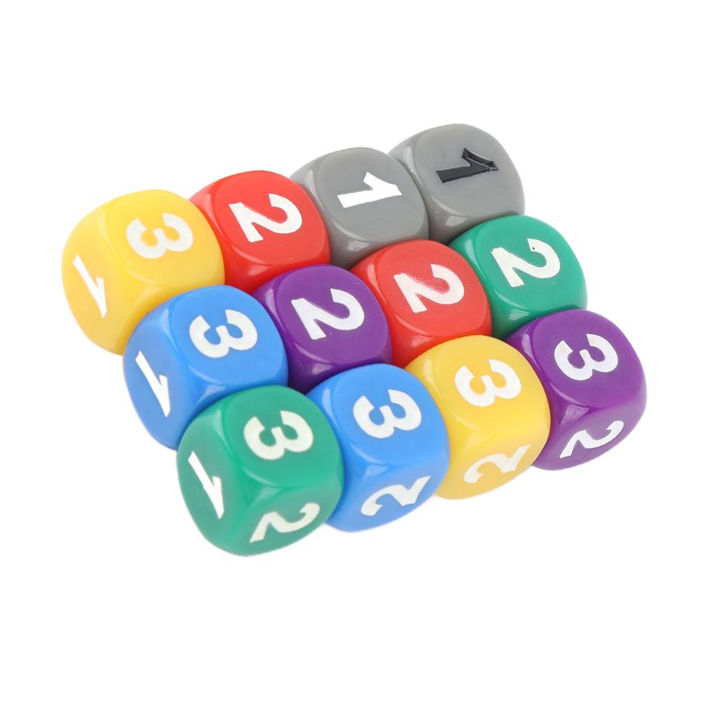 12pcs Six Sided Dice Rounded Corners Plastic Colored Dice for Math Counting Teaching
