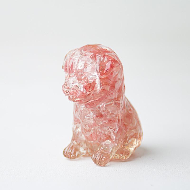 Resin Craft Pet Statue With Genuine Water Crystal For Modern Living Room Accent