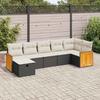 VidaXL Garden Lounge Set 7 Pcs with Cushions Black Wicker 3326039