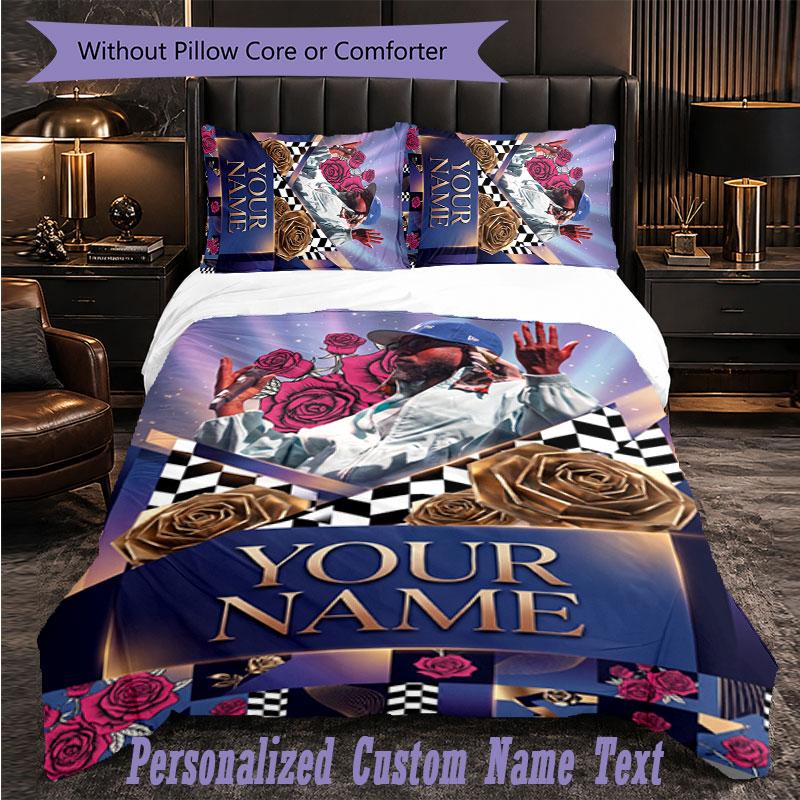 Personalized 3Pcs Bedding SetKendrick Lamar Custom Text Duvet Cover Pillowcase Set Bedroom Gift