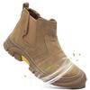 Mens Leisure Steel Toe Caps Work Safety Boots Cow Suede Leather Welding Shoes Worker Security Chelsea Ankle Botas Safe Footwear