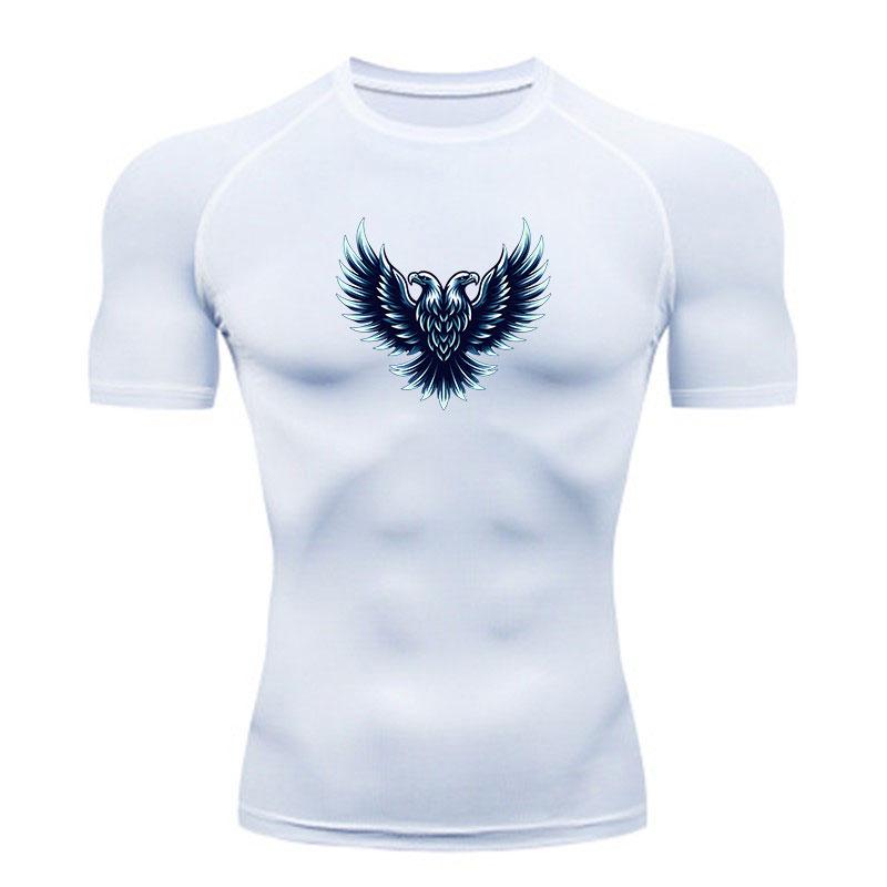 Men's Compression Workout T Shirt, Double Headed Eagle Print
