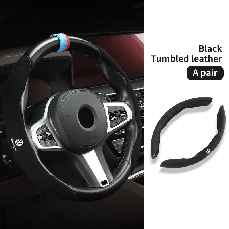 Leather Car Steering-wheel Cover Anti-slip Steer Wheel Cushion For Volkswagen VW Scirocco Passat Polo B5 B6 B7 CC Tiguan Sharan QS0