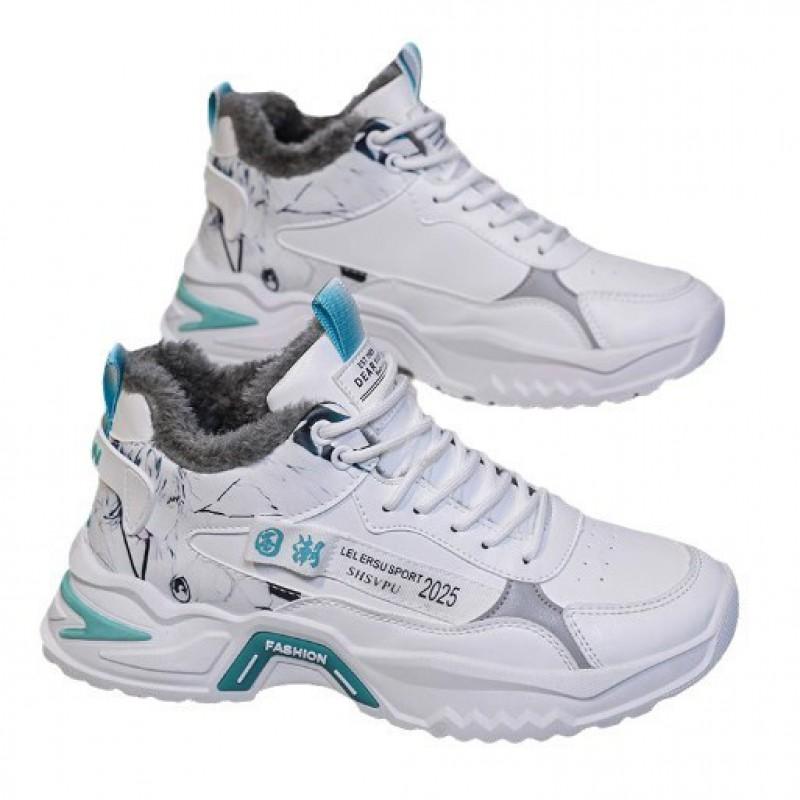 Putian Men's Shoes With Plush Insulation Cotton Teenagers Boys Casual Height Increasing Sports High Top Dad Trendy