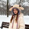 Deer Plush Hats Warm Windproof Knit Caps Plush Warm Antler Hat For Women Girls Teens Children Travel Holiday Outdoor