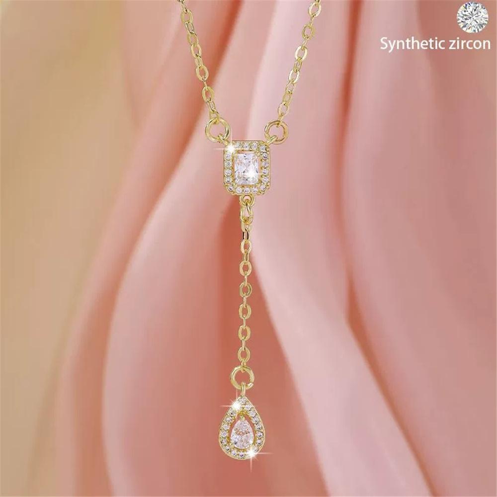 Collana Ciondolo Goccia d'Acqua Femminile Fascino Colore Oro Vintage Matrimonio Per Donne