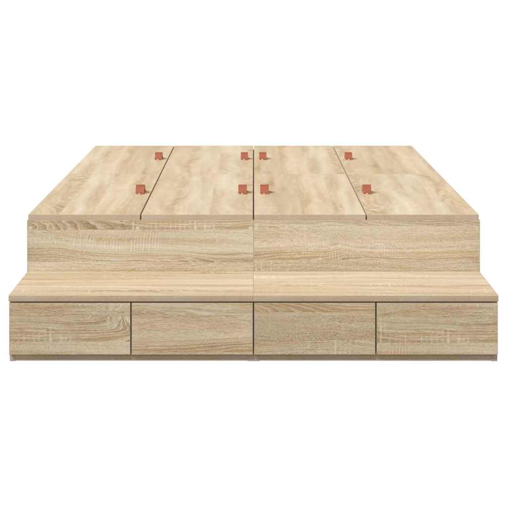 Storage Bed Frame Sonoma Oak 120 cm Wood Based Material