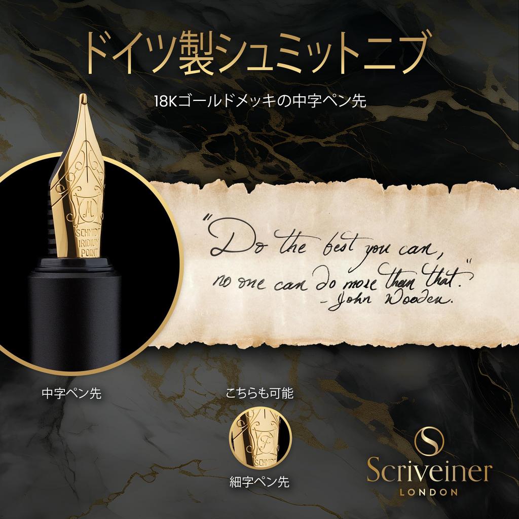 Scriveiner Premium EDC Fountain Pen Gorgeous Matte Black Pocket Pen with 2 Chrome Schmidt German and the Best Writing Pen Gift Set for Men and Stylish