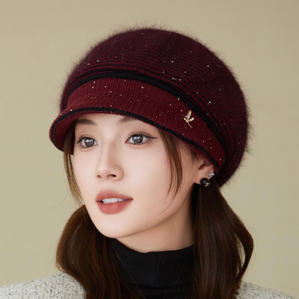 Plüsch Damen Wintermütze Einfach Winddicht Verdickt Warm Kaninchenfell Strickmütze Einfarbige Skullies Mützen