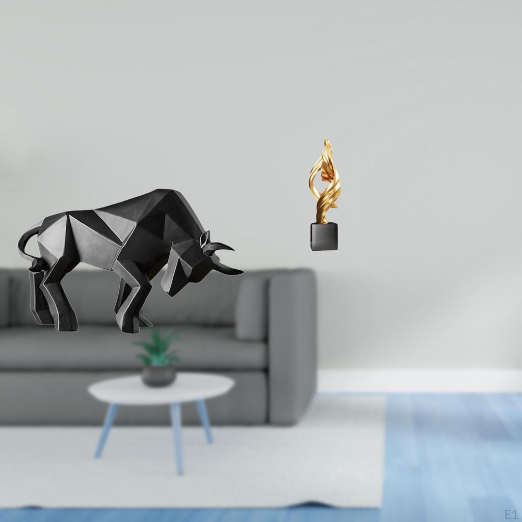 Bull Statue Ornament Lovely Collectible Modern Resin Sculpture Abstract Figurine Decorative
