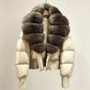 European and American natural real fox fur collar white duck down jacket women's short foreign style fashionable versatile warm jacket