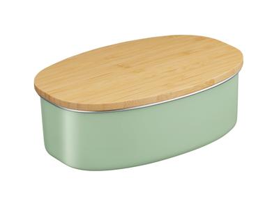 Nonoji Stainless Steel Lunch Microwave and Dishwasher Stylish and with Natural Wood Green Box, Oval, Safe, Simple, Lid,
