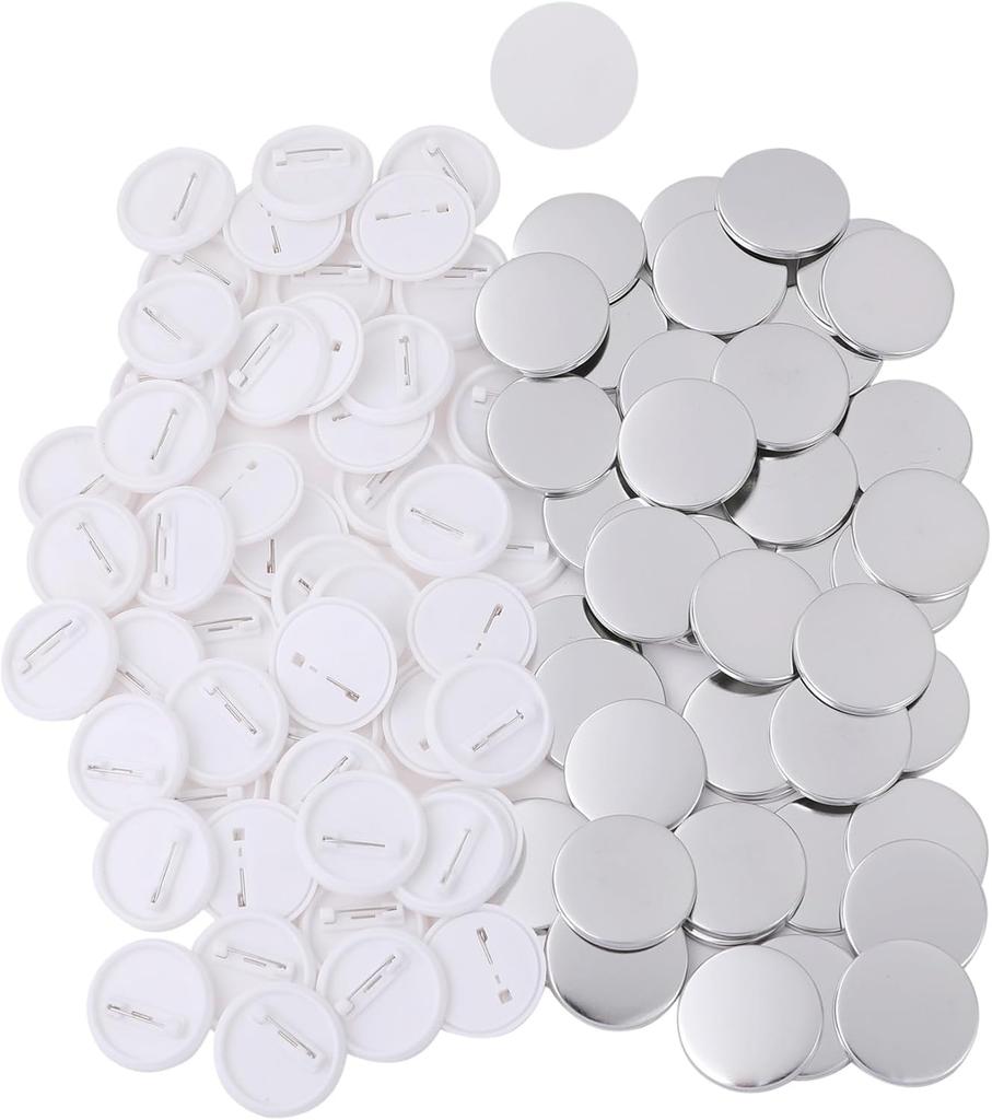 happykoko Tin Badge Material Set, 100-Piece Kit for Badge Makers and Machines, Tinplate, Spring Pin Type (75mm)