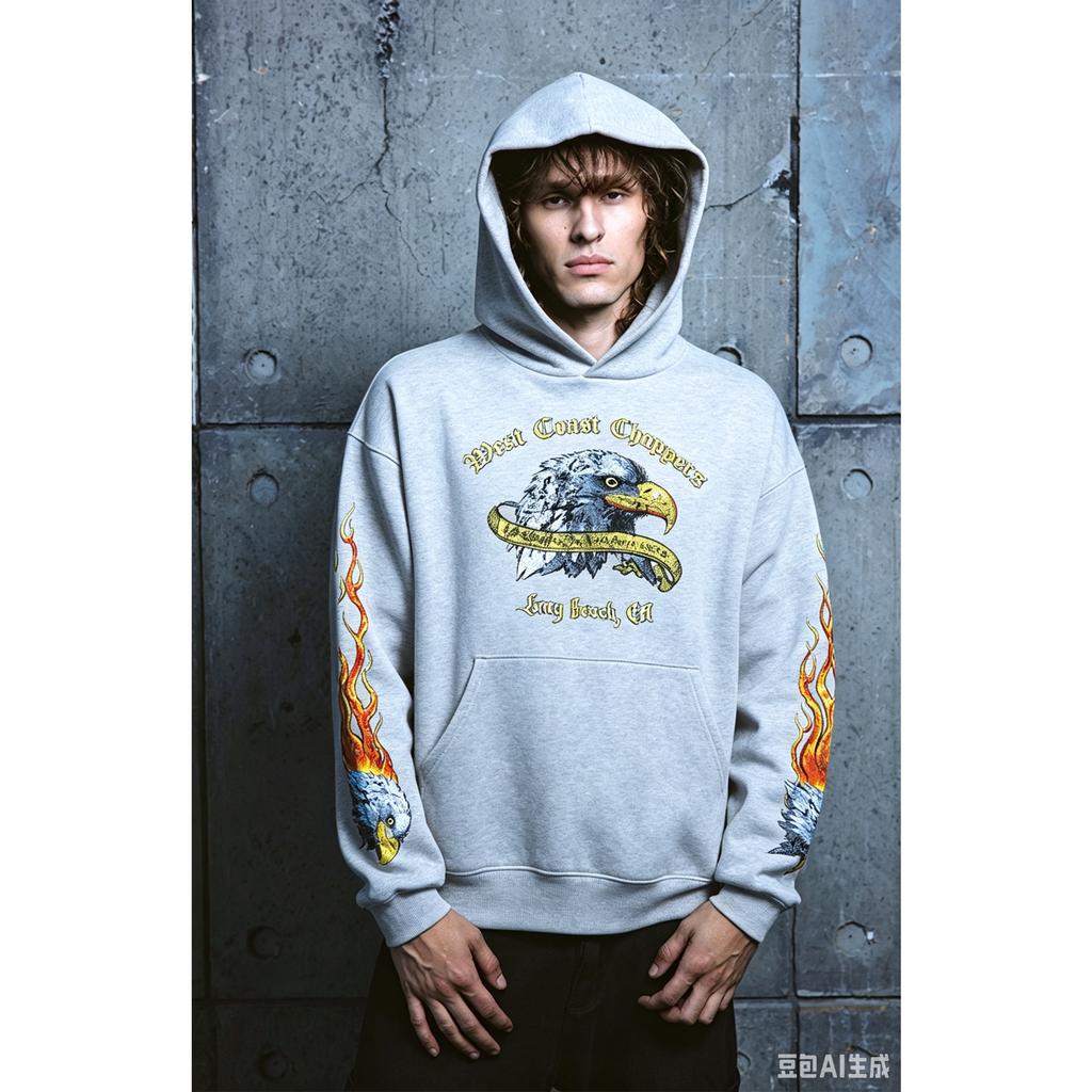 West Coast Choppers Adler Grafik Hoodie Herren Damen Herbst Winter Sweatshirt Streetwear Y2k Übergroß Klassischer Pullover Trainingsanzug Damen Herren Kleidung