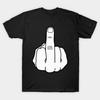 T-shirt imprimé noir pour homme Taille asiatique Geste du majeur Impression sans découpe T-shirt en coton