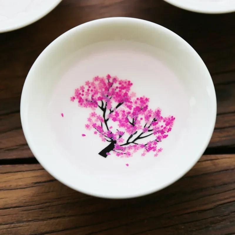 Magische Sakura-Tasse, japanische Kalttemperatur-Farbwechsel-Teetasse, Blumen-Display-Teetasse, Keramik-Kung-Fu-Teeschale, kühle Tassen