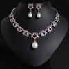 Luxury Pearl & Zircon Jewelry Set Full Diamond Inlaid Necklace Earrings for Women Fashion Light Luxury Premium Gift