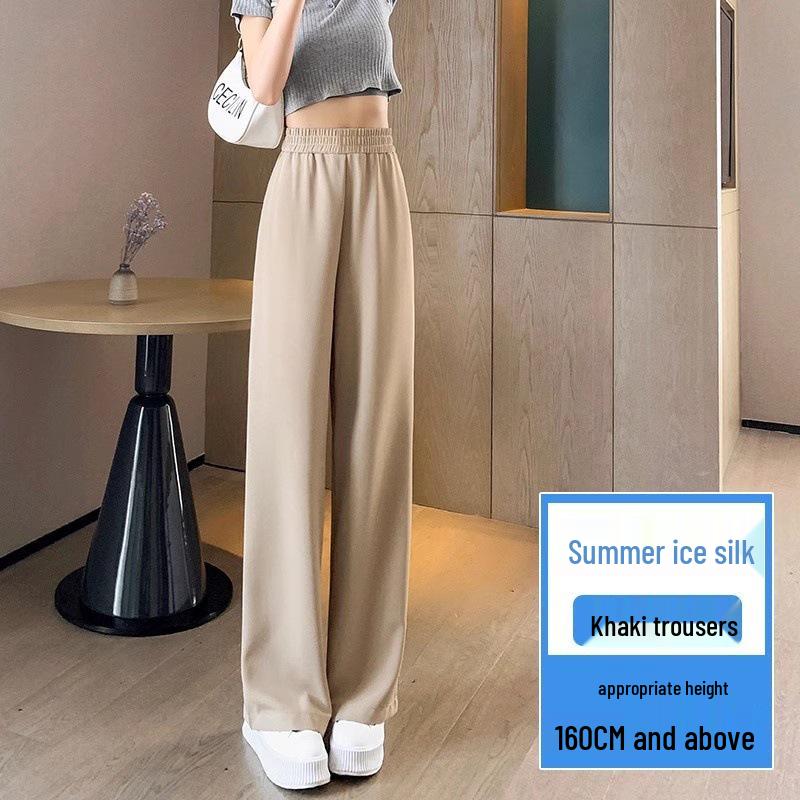 

2025 Women s High-Waisted Black Slimming Wide-Leg Summer Pants XXL: 140-155 lbs