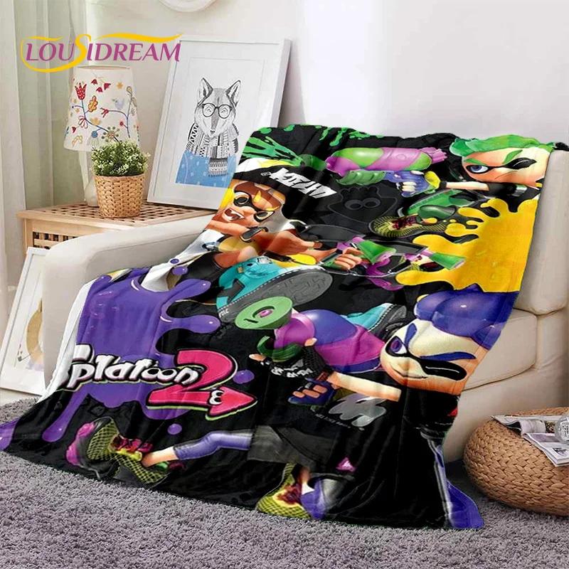 Splatoon3 PC Gamer Cartoon Game Soft Flannel Blanket for Beds Bedroom Sofa Picnic,Throw Blanket for Cover Outdoors Leisure Gift