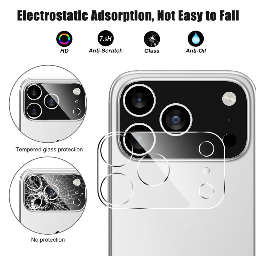 For iPhone 17 Pro Camera Lens Protector Arc Edge Clear Tempered Glass Film