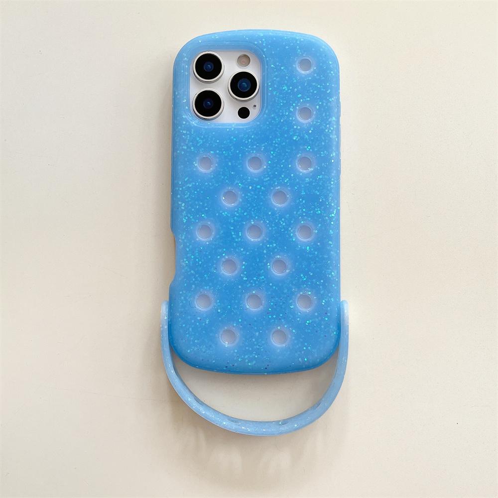 For Crocs Charms DIY Wrist Strap Holder Phone Case For iPhone 17 16 15 14 Pro Max Air 13 Solid Color Soft Silicone Back Cover