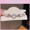 Geometric Zircon Artificial Pearl Bracelet With Silver Finish For Womens Fashion Accessories